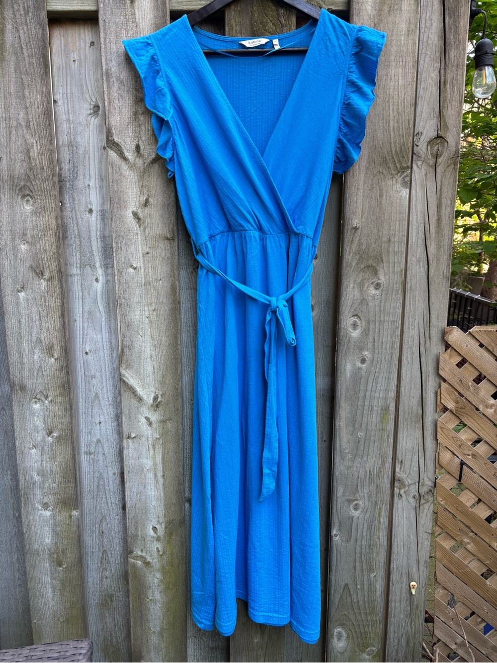 Blue Midi  Dress with Ruffle Sleeves